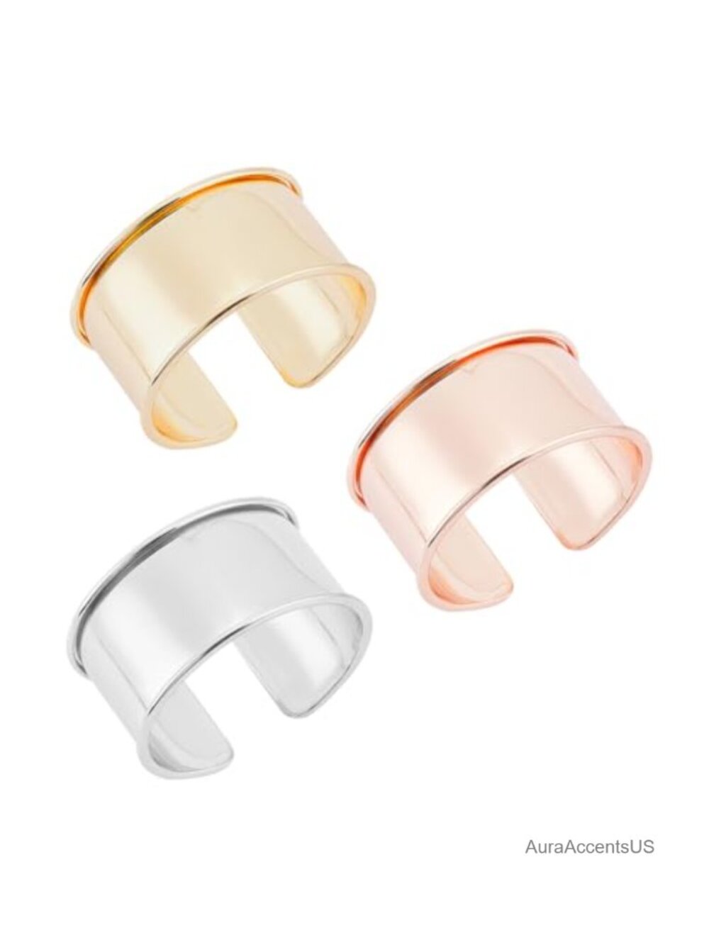 Stainless Steel Grooved Cuff Bangle Bracelet Open Adjustable 34.5mm